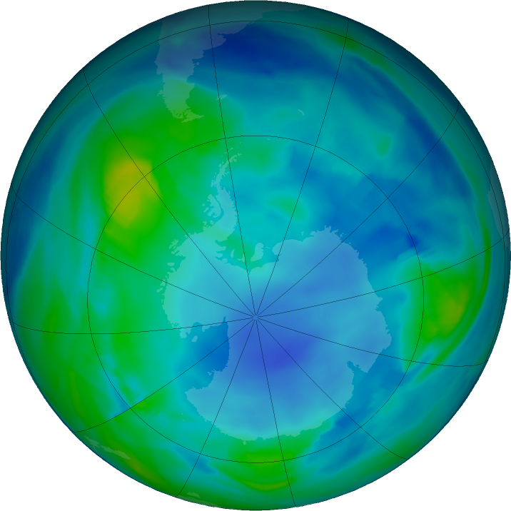 Antarctic ozone map for 17 May 2023